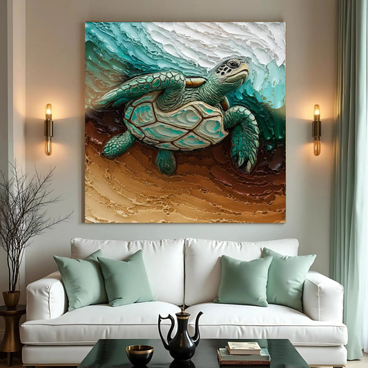 3D sea turtle canvas wall art design