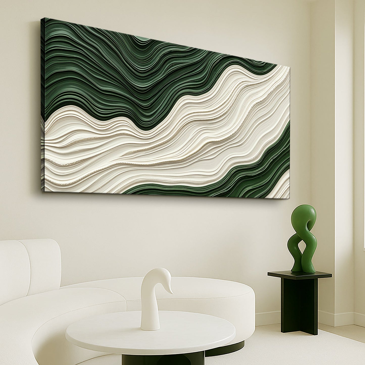 Green Rivers Abstract Canvas Wall Art VIII