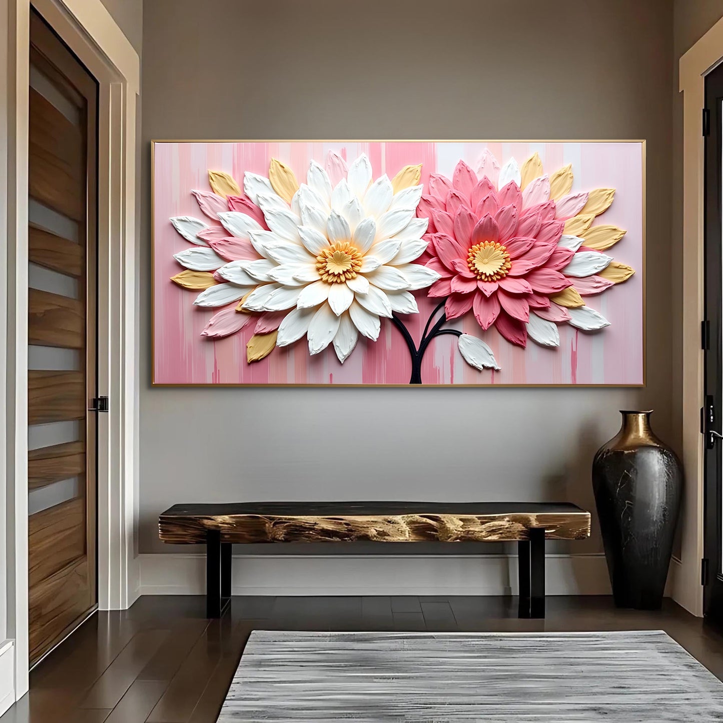 Blushing Blooms Pink Floral Canvas Wall Art