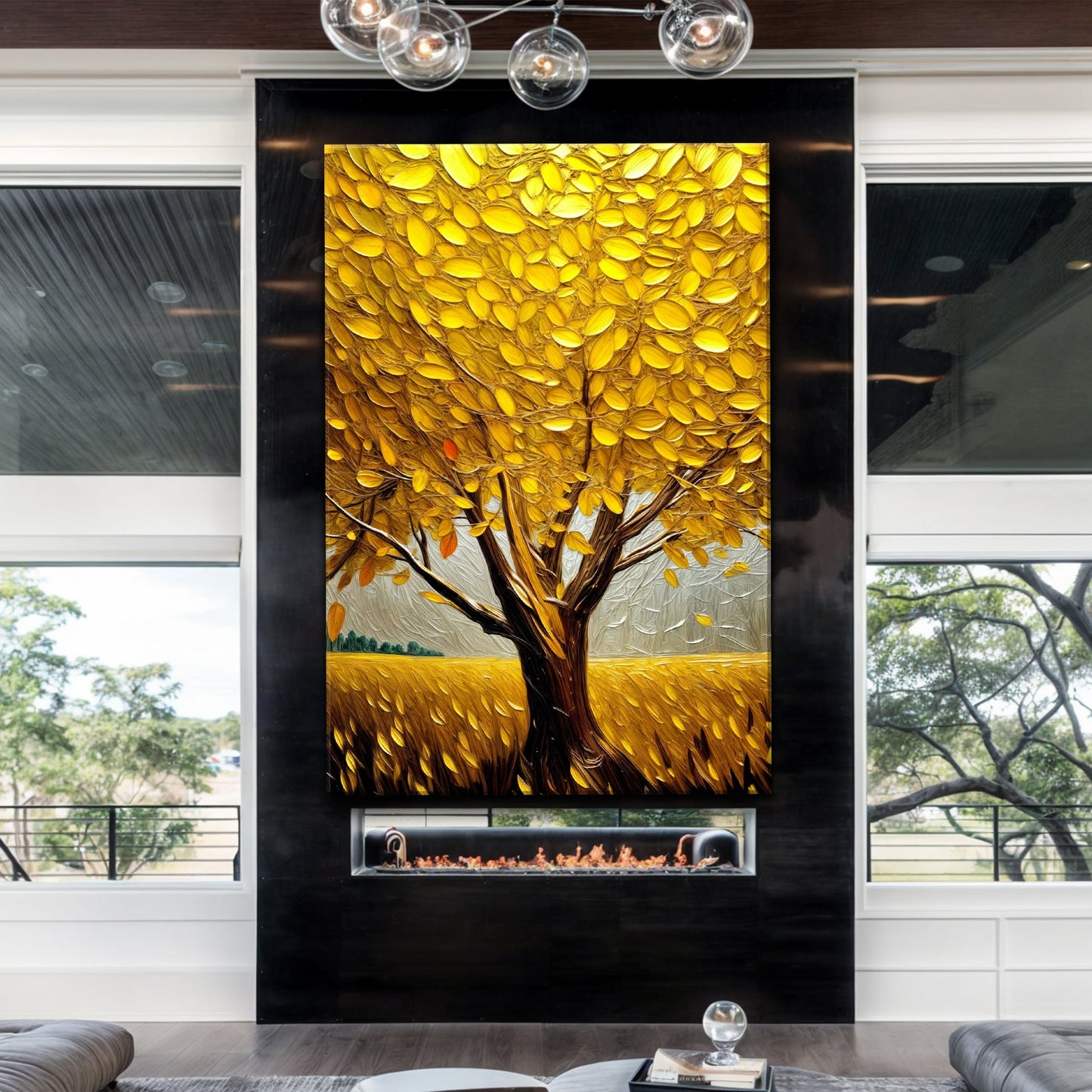Golden Tree Breeze Canvas Wall Art - Nature Print