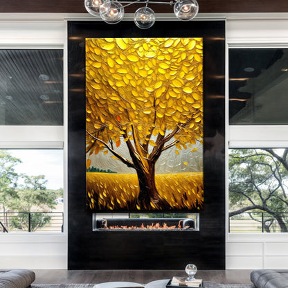 Golden Tree Breeze Canvas Wall Art - Nature Print