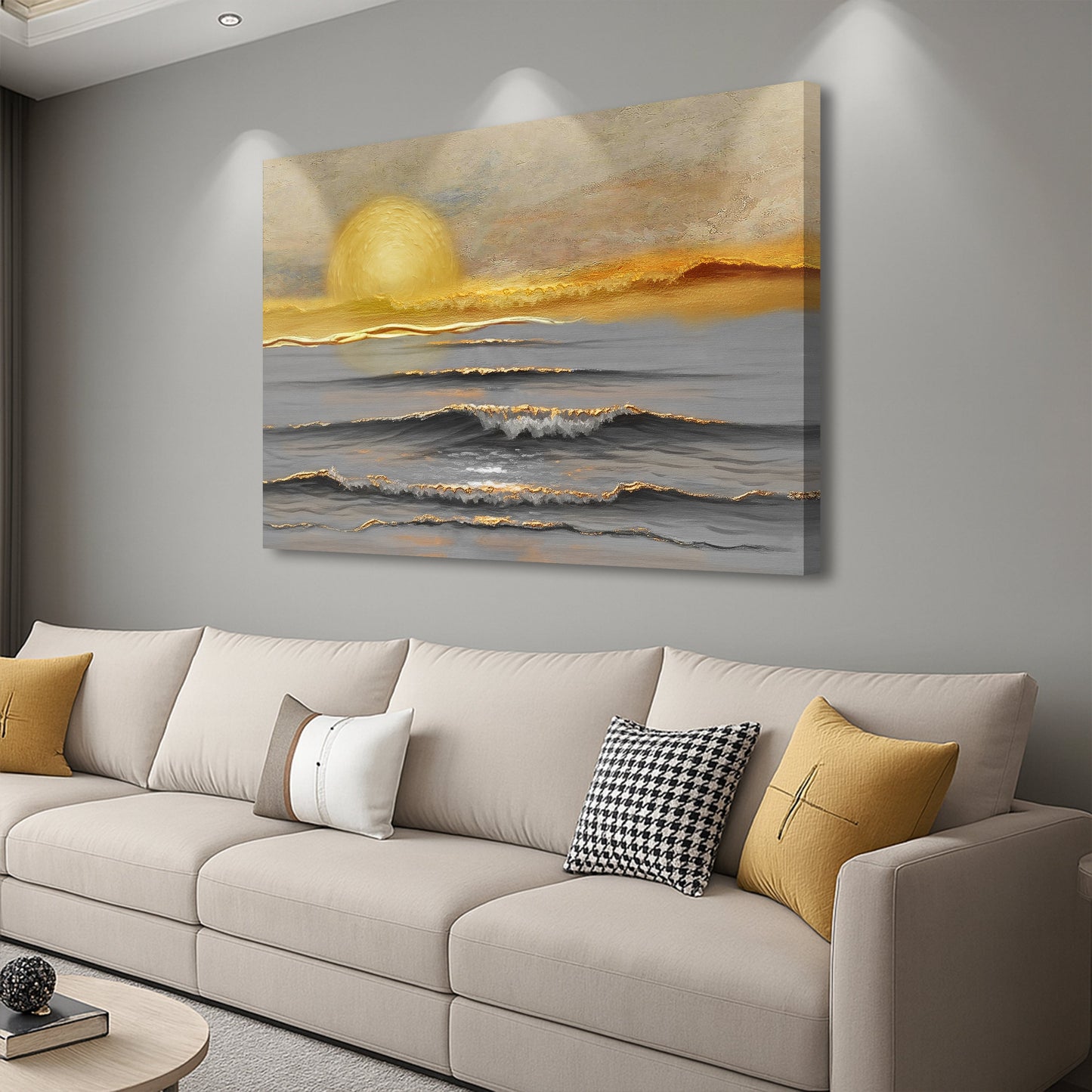 Golden Horizon Calm Canvas Wall Art - Landscape Print
