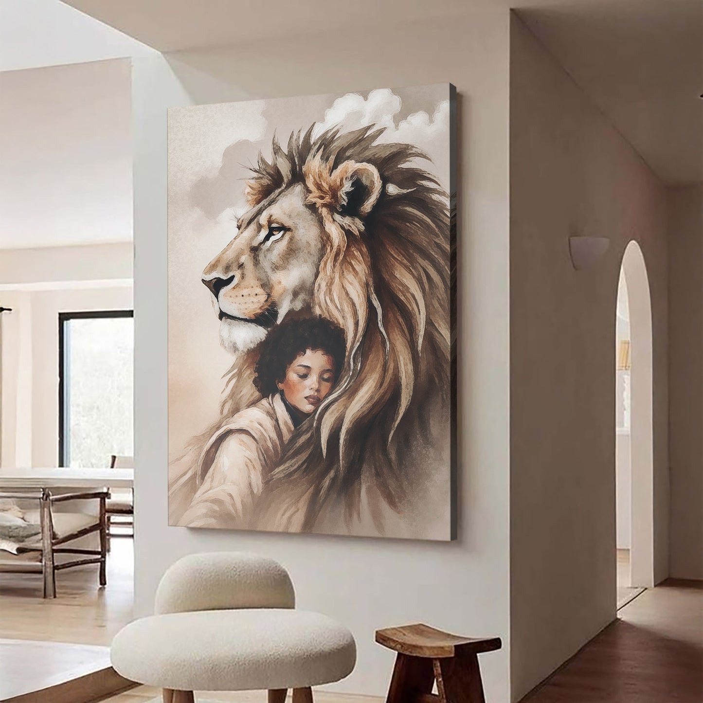 Lion and Girl Faith Canvas Wall Art