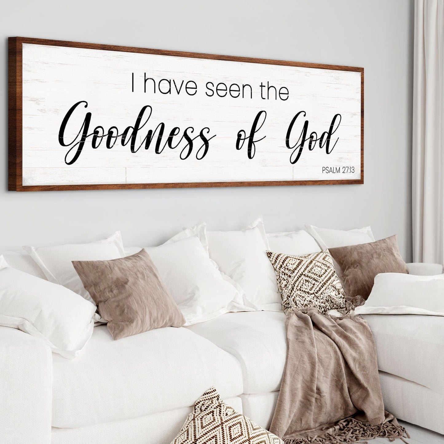 Psalm 27:13 I Have Seen the Goodness of God faith canvas wall art — vertical Christian scripture decor
