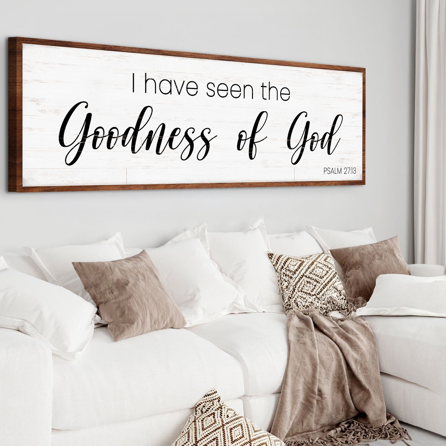 Psalm 27:13 I Have Seen the Goodness of God faith canvas wall art — vertical Christian scripture decor