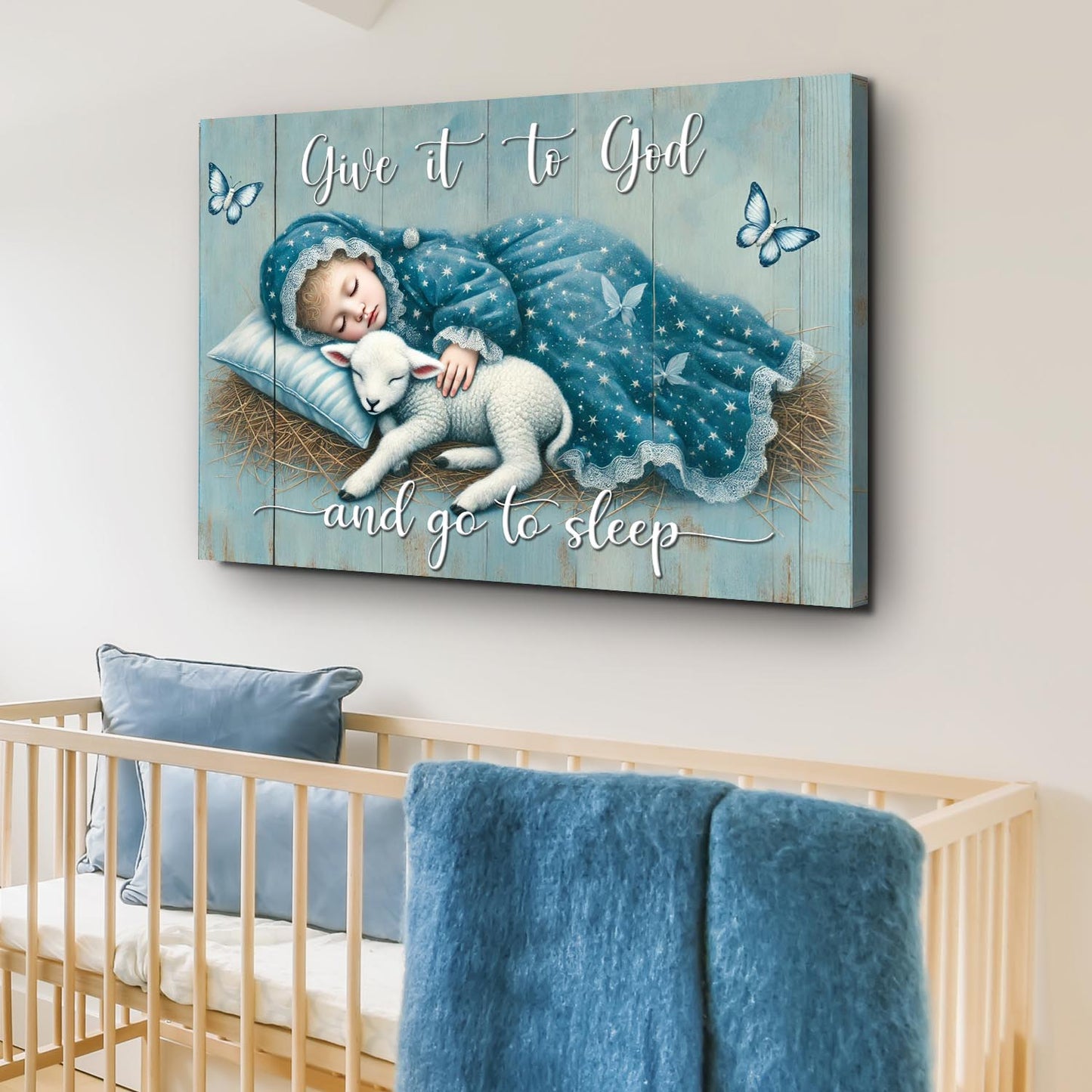 Give It to God and Go to Sleep Faith Canvas Sign - Horizontal Dark