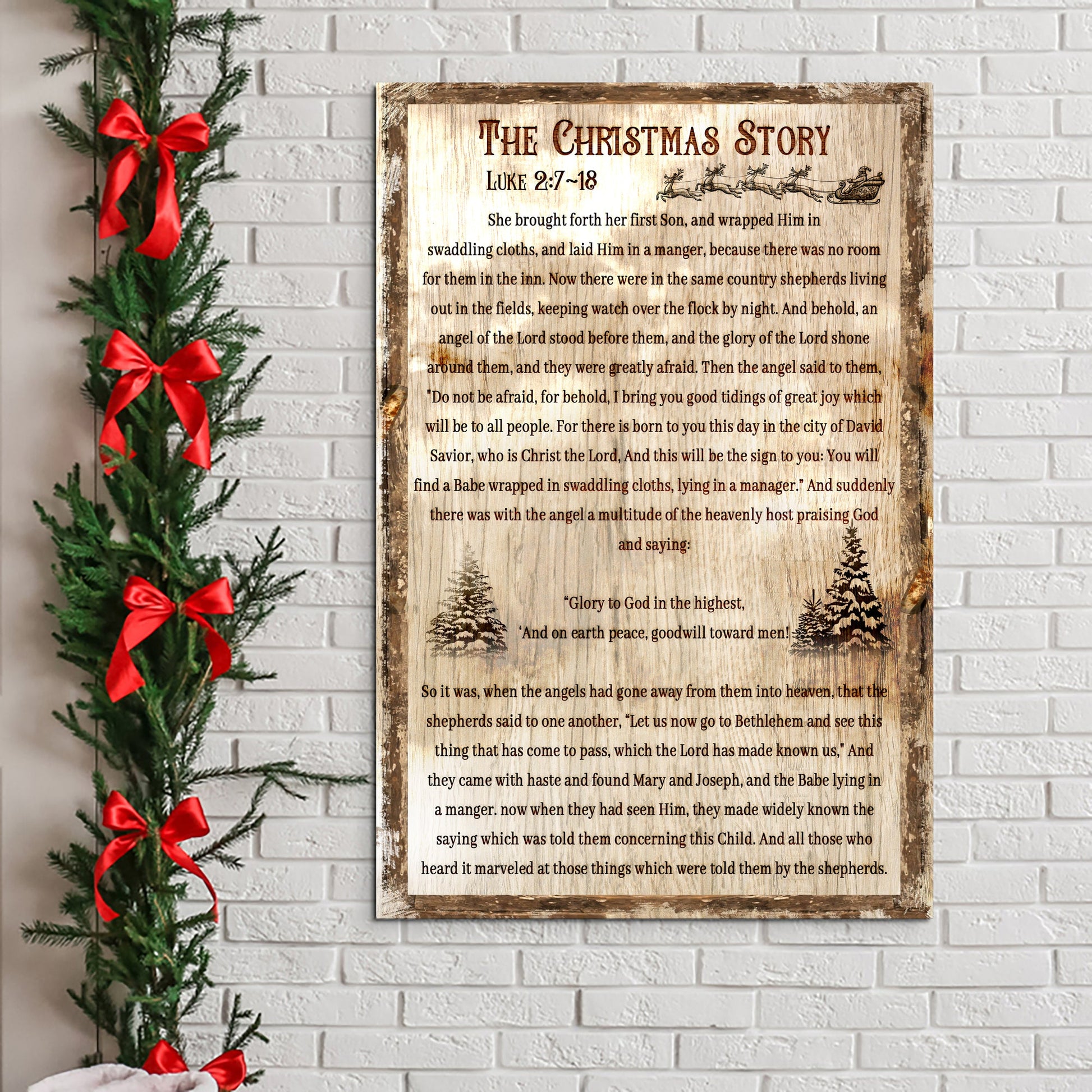 The Christmas Story faith canvas wall art sign for holiday seasonal decor