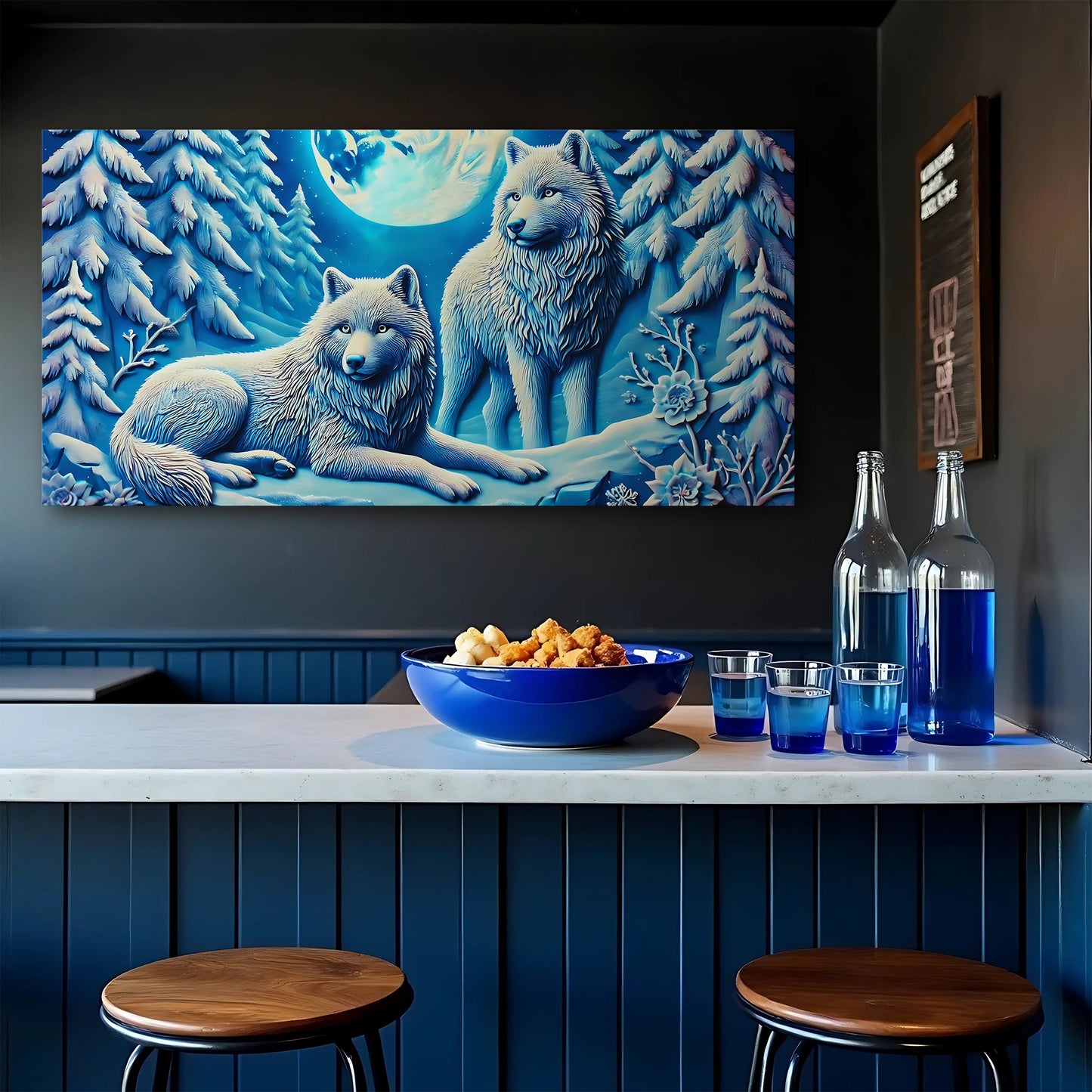 3D Wolves Canvas Wall Art Print