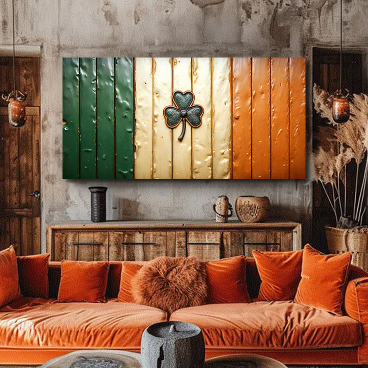 Irish Shamrock Glory Flag Canvas Wall Art