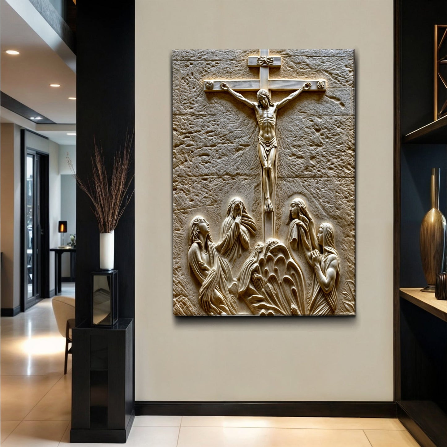 Three Crosses on Calvary Hill Canvas Wall Art