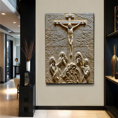 Three Crosses on Calvary Hill Canvas Wall Art