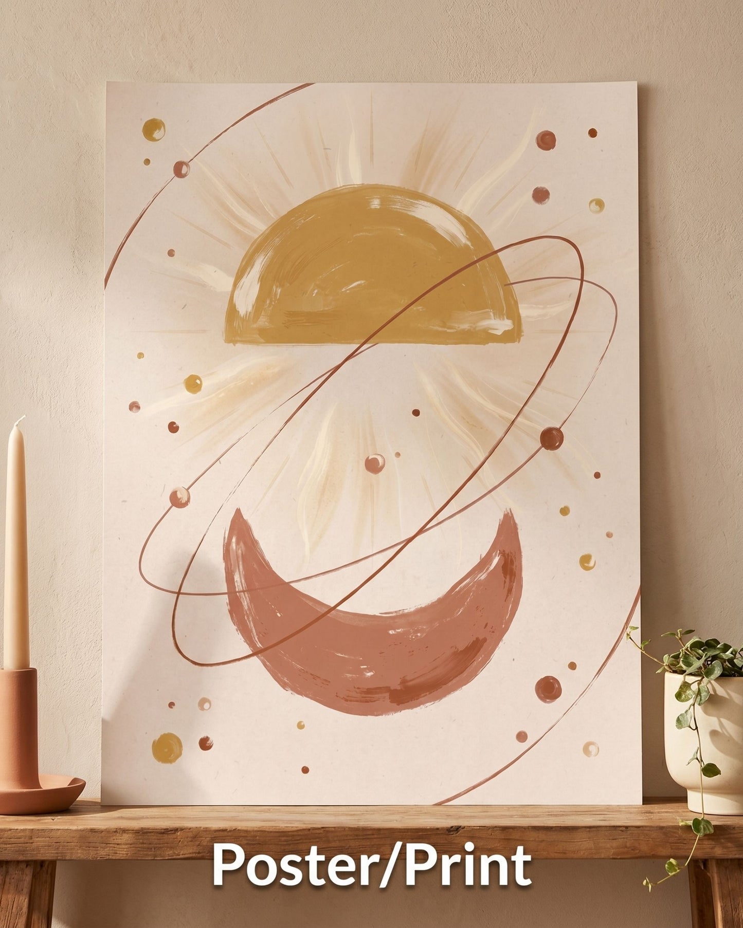 Golden Arc Celestial Boho Wall Art