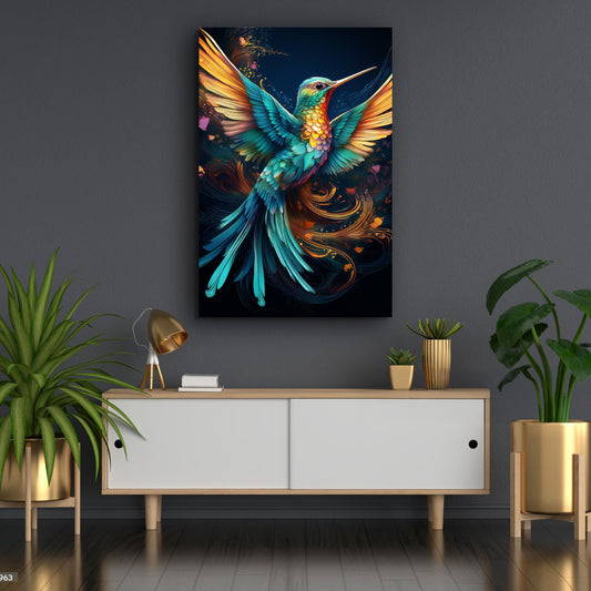 Hummingbird Abstract Canvas Wall Art
