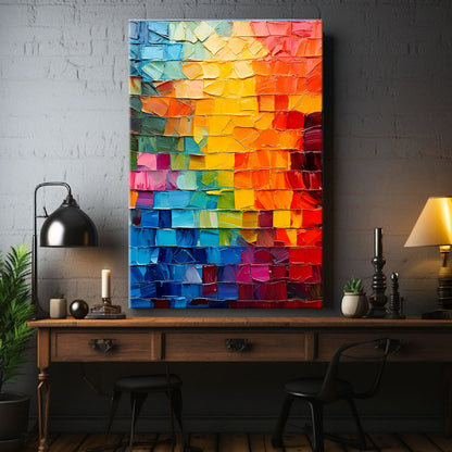 Spectrum mosaic abstract canvas wall art colorful modern living room decor
