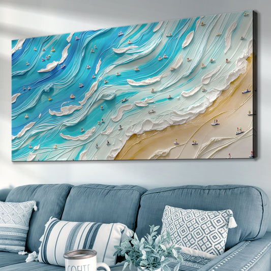Beach days coastal scene canvas wall art