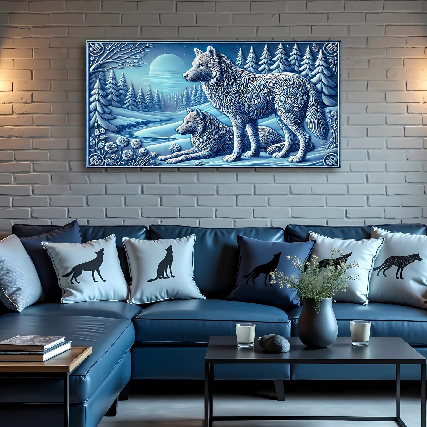 3D Wolves Wall Art Decor