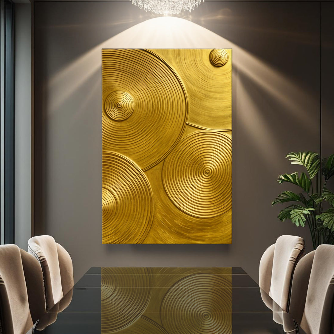 Gold Symphony Abstract Canvas Wall Art - Modern Print