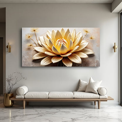 Golden Lotus Minimalist Abstract Canvas Wall Art
