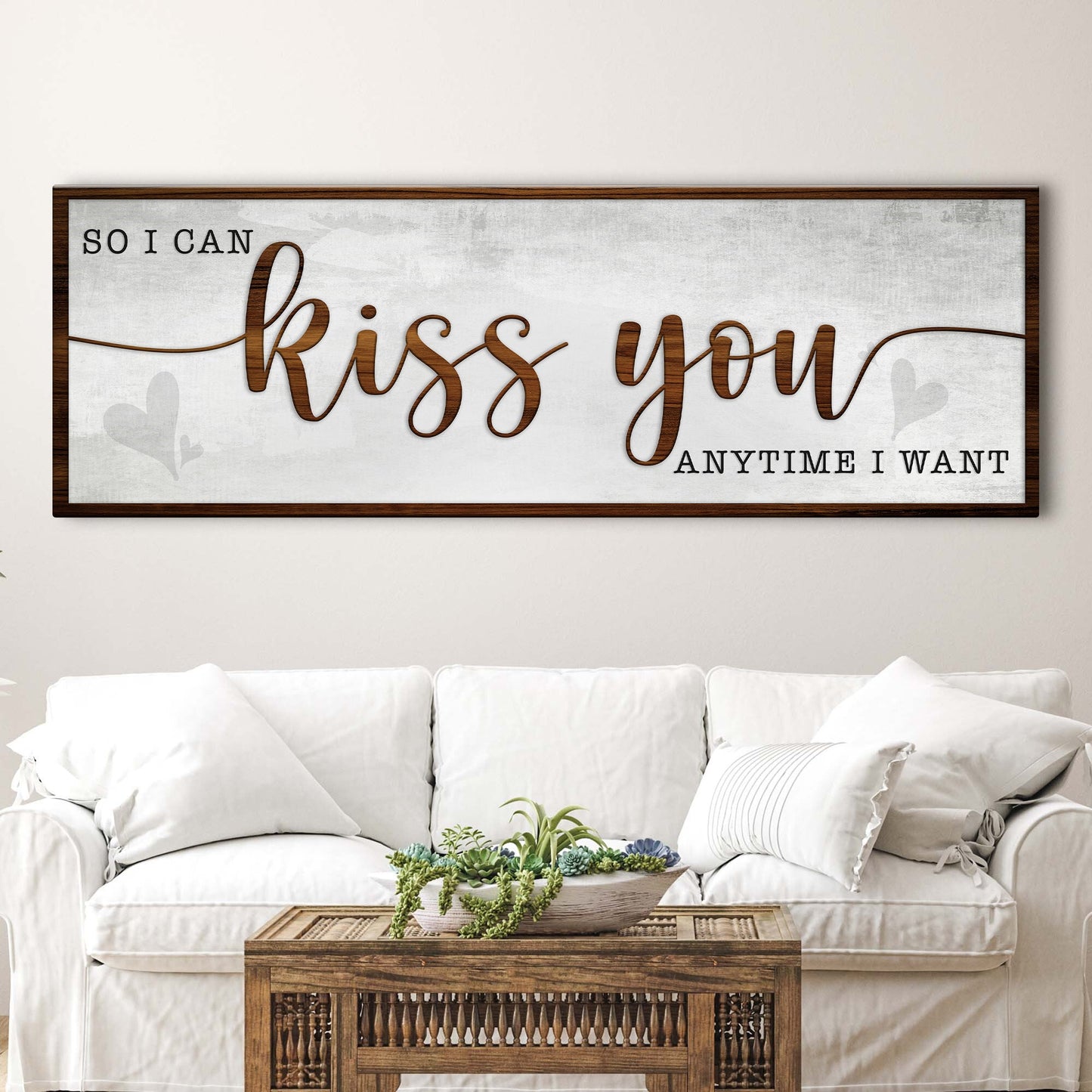 So I Can Kiss You Anytime Bedroom Quote Canvas Wall Art