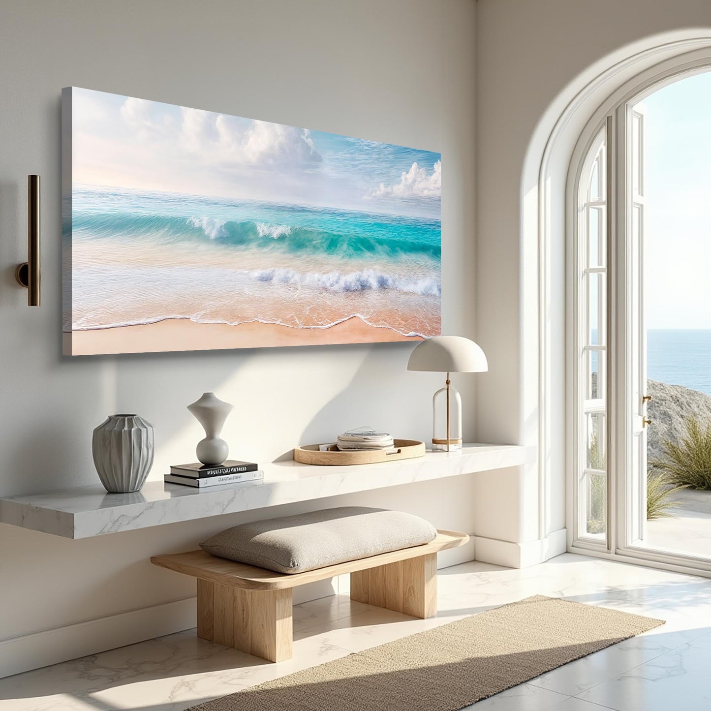 Serene Ocean Wave Coastal Canvas Wall Art