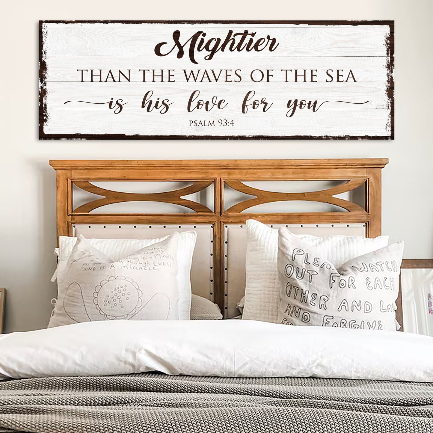 Mightier Than the Waves Psalm 93:4 Faith Canvas Wall Art