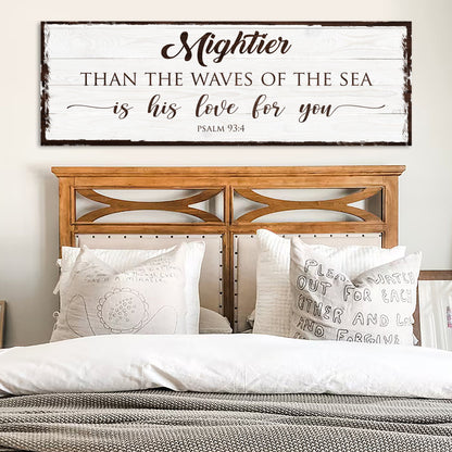 Mightier Than the Waves Psalm 93:4 Faith Canvas Wall Art