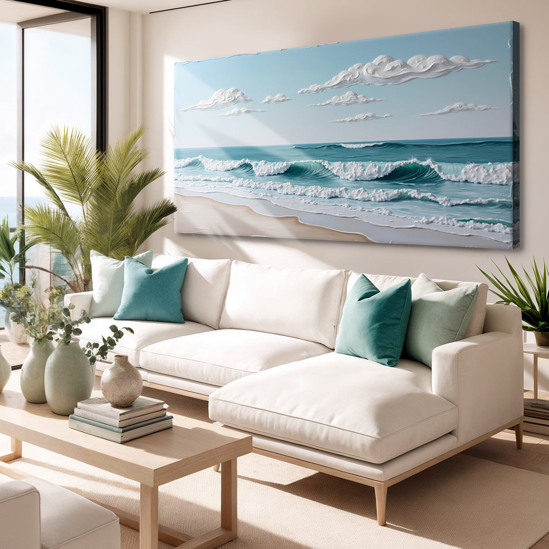 Serene Ocean Wave Canvas Coastal Wall Art