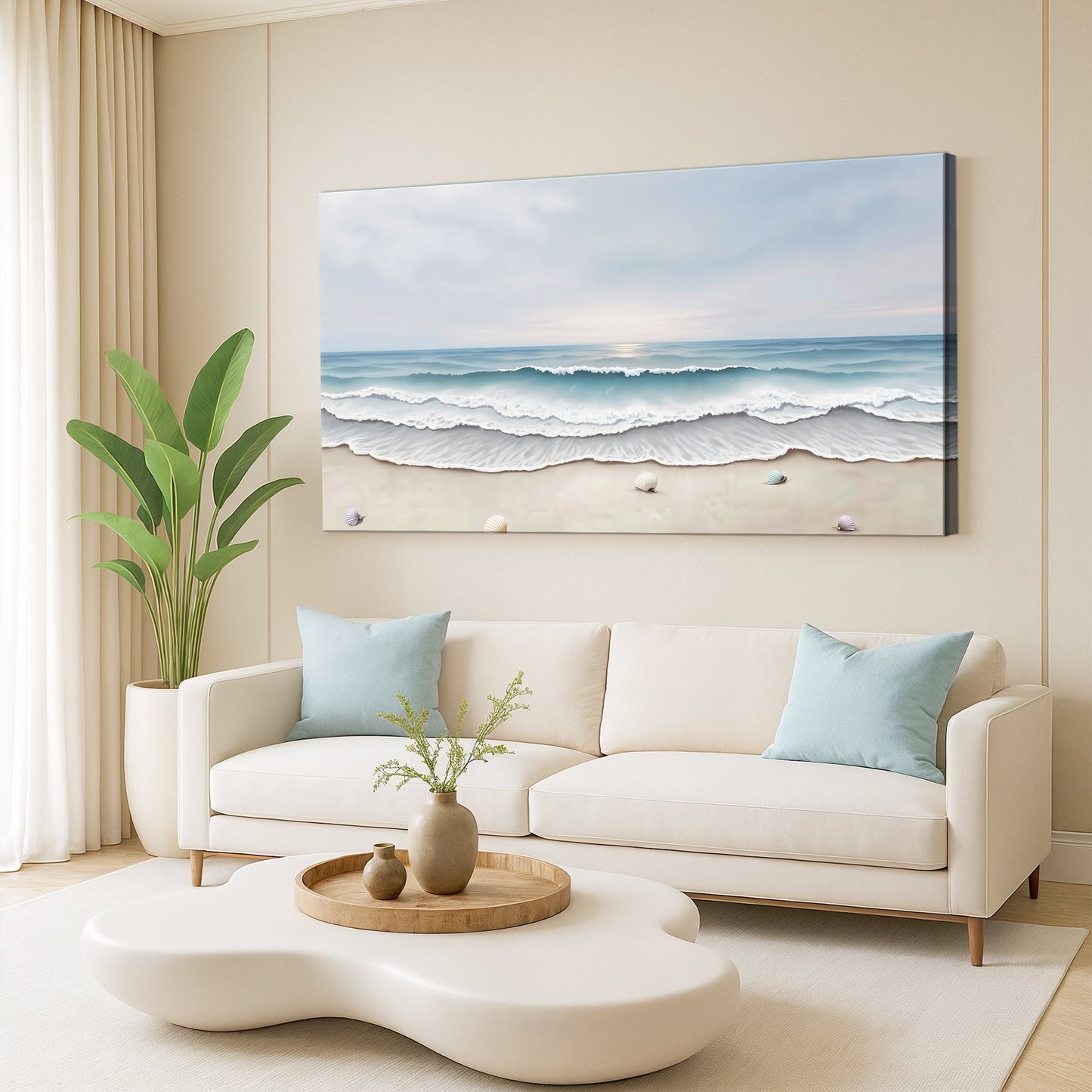 Serene Ocean Wave Coastal Canvas Wall Art