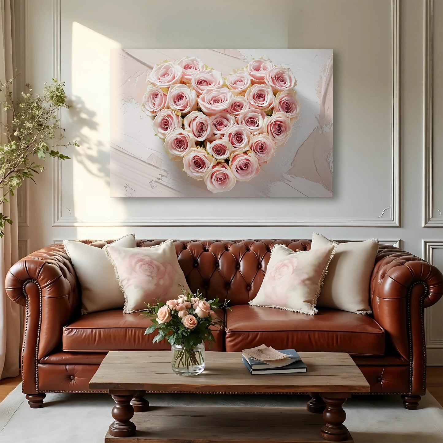 Floral Heart Canvas Wall Art Botanical Print