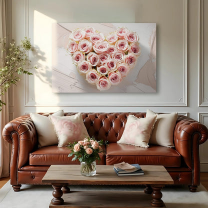 Floral Heart Canvas Wall Art Botanical Print