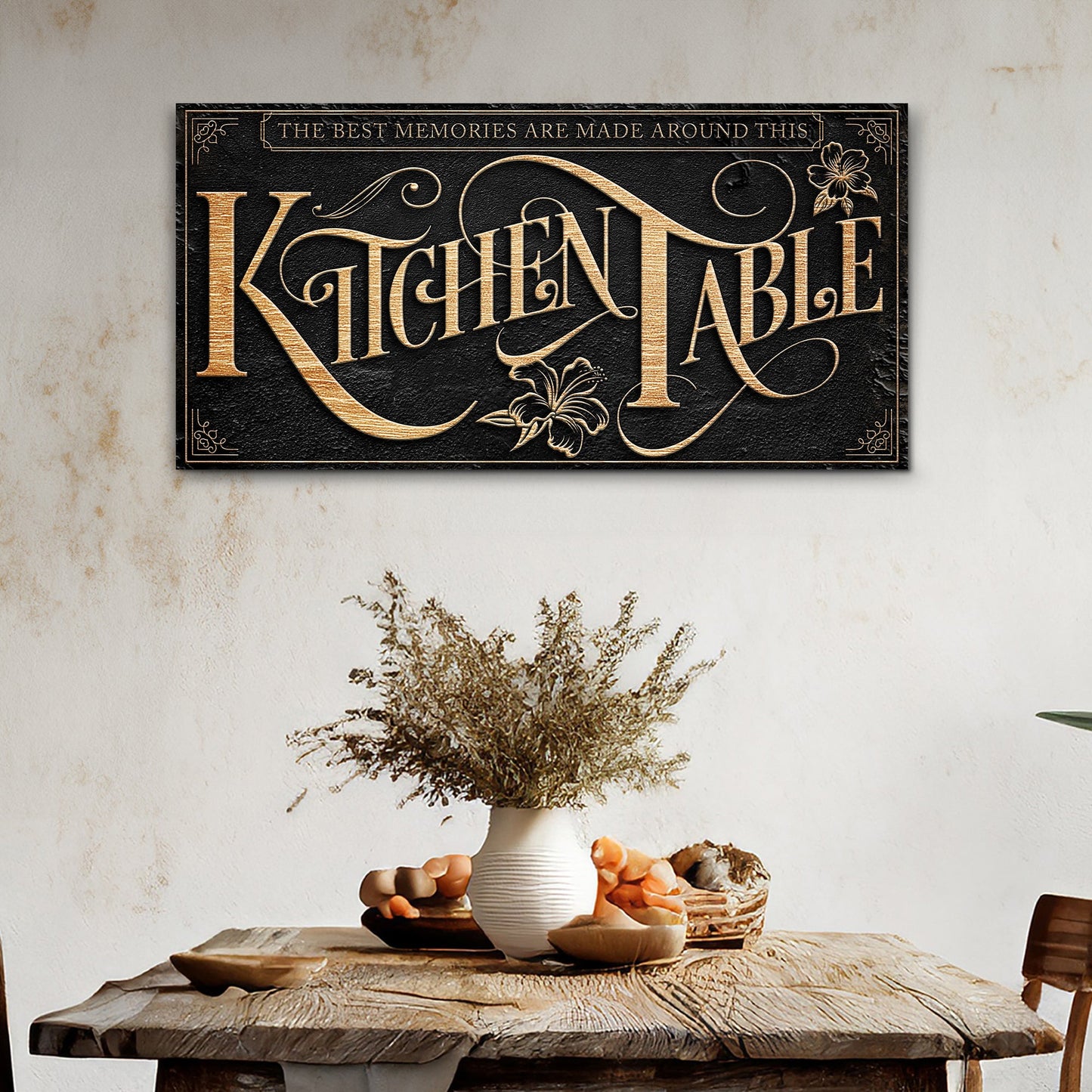 Kitchen Table canvas wall art sign - gallery wrapped UV-resistant ink made in USA