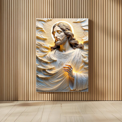 Jesus in Golden Light canvas shown in a styled room setting, view 2