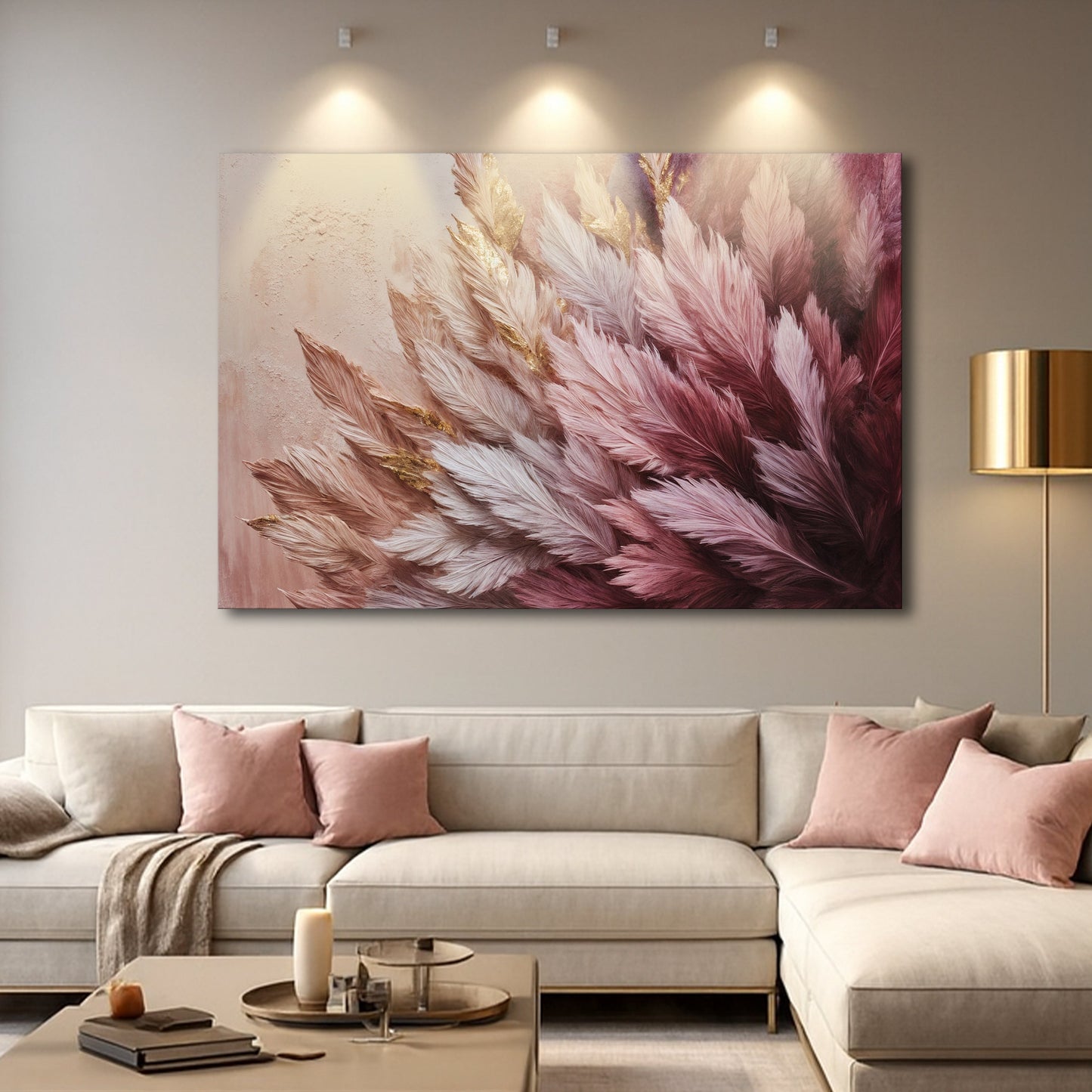 Feather Symphony elegant bird feather canvas wall art nature decor