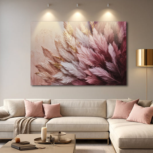 Feather Symphony elegant bird feather canvas wall art nature decor
