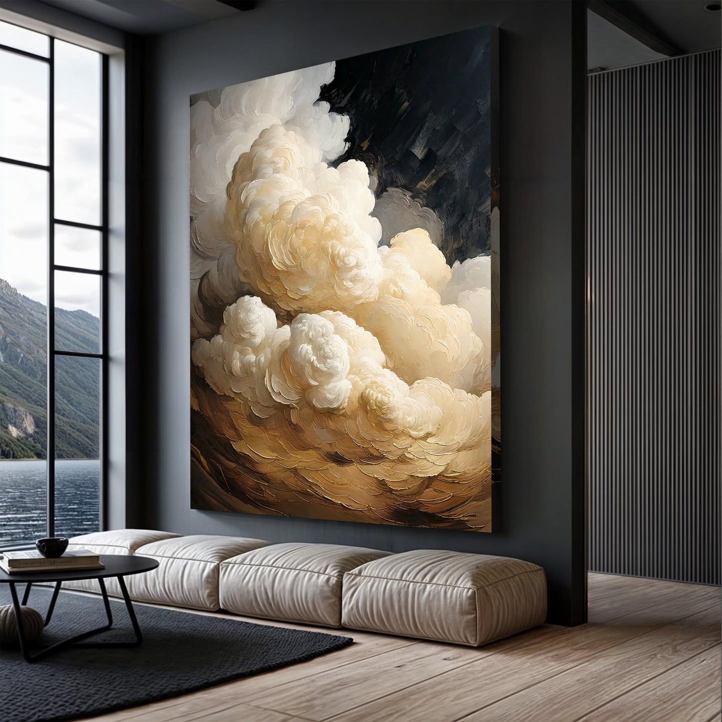 Beige Cloud Abstract Canvas Wall Art