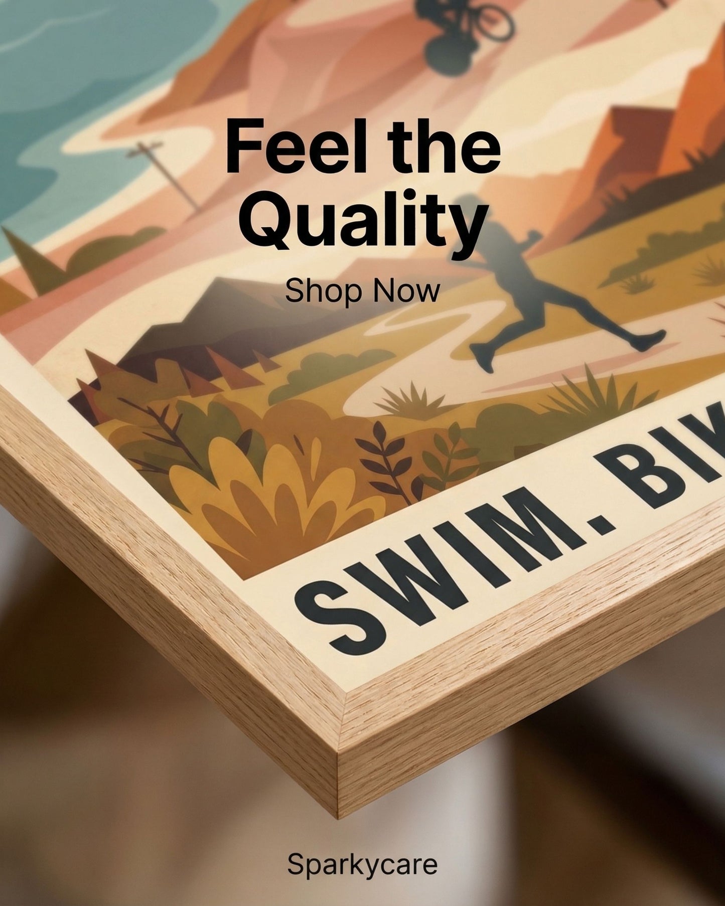 Triathlon Poster: Retro Swim Bike Run Framed Wall Art