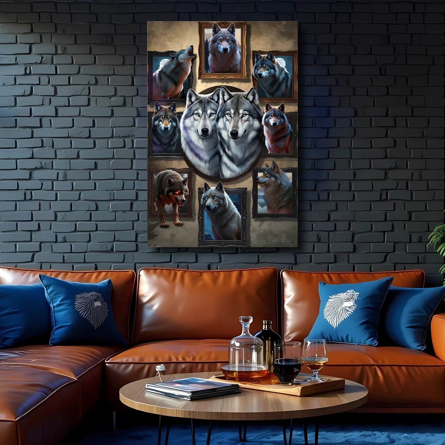3D Wolf Collage Canvas Wall Art