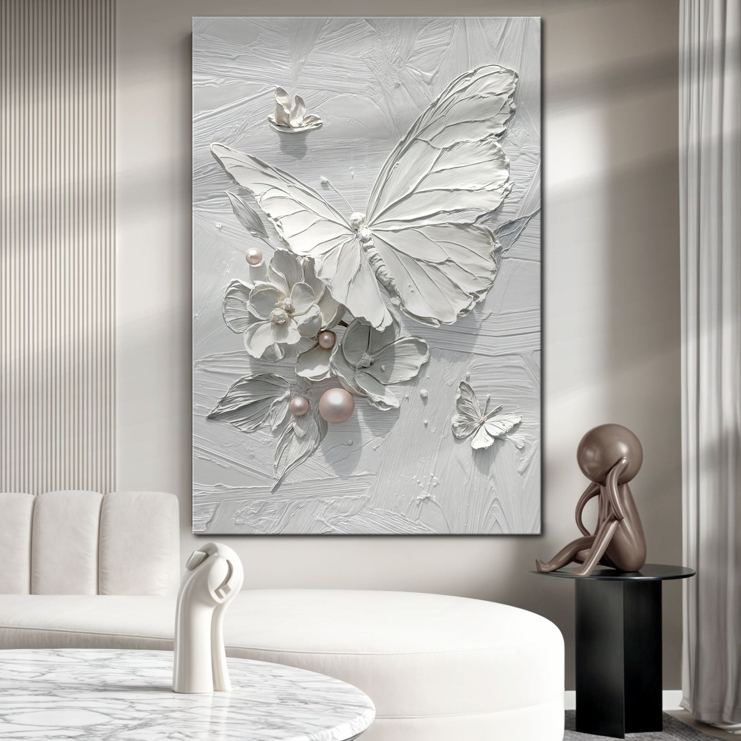 White Butterfly Canvas Wall Art