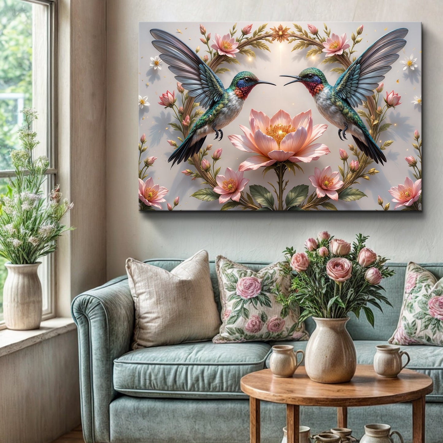 3D Hummingbirds Canvas Wall Art VI