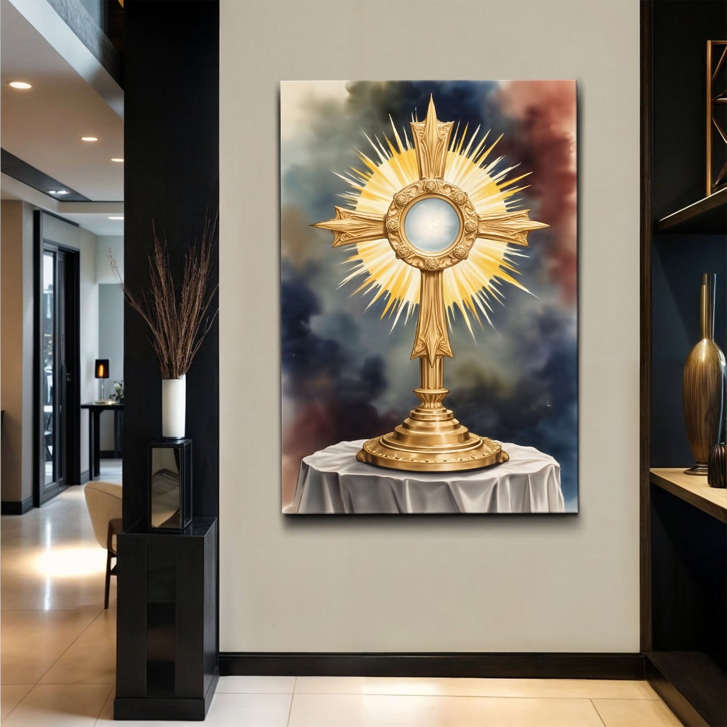 Holy Eucharist in Monstrance Catholic Canvas Wall Art