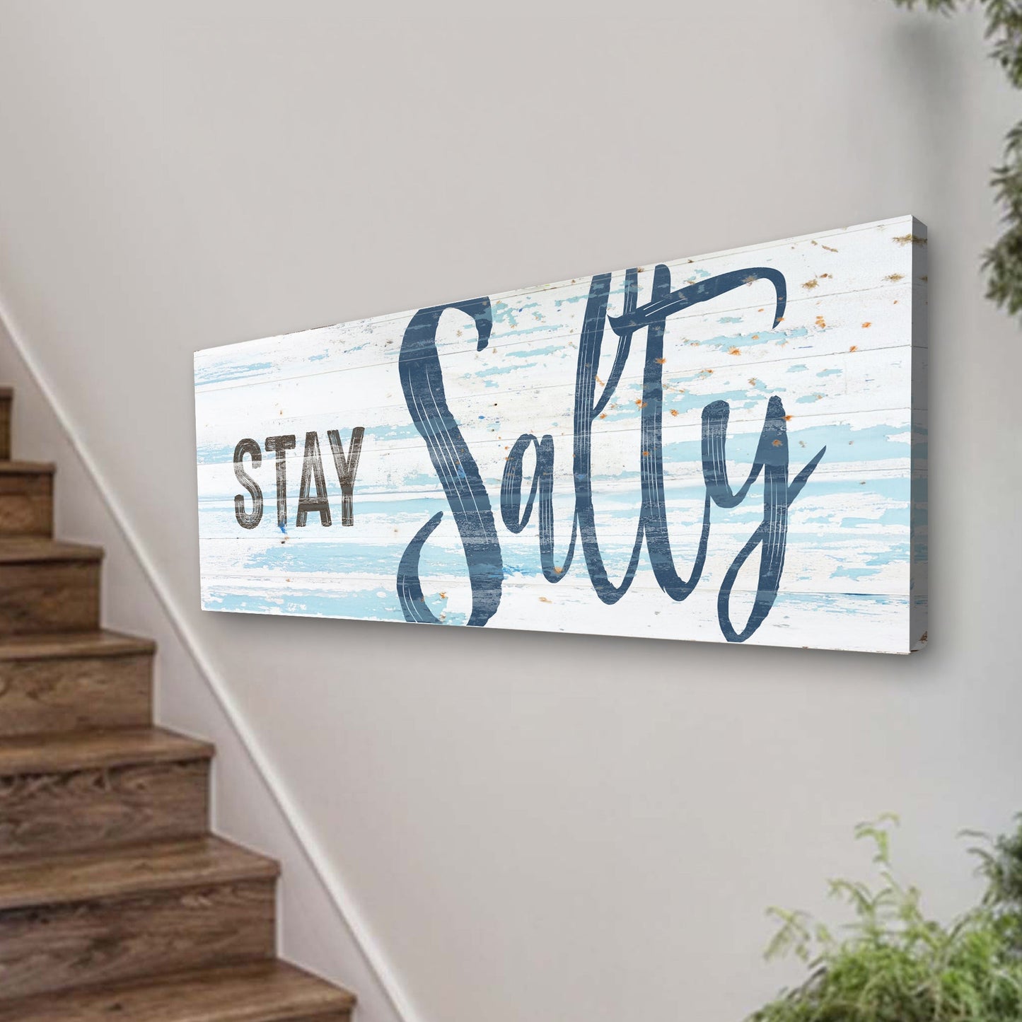 Stay Salty Coastal Wall Art Canvas Sign