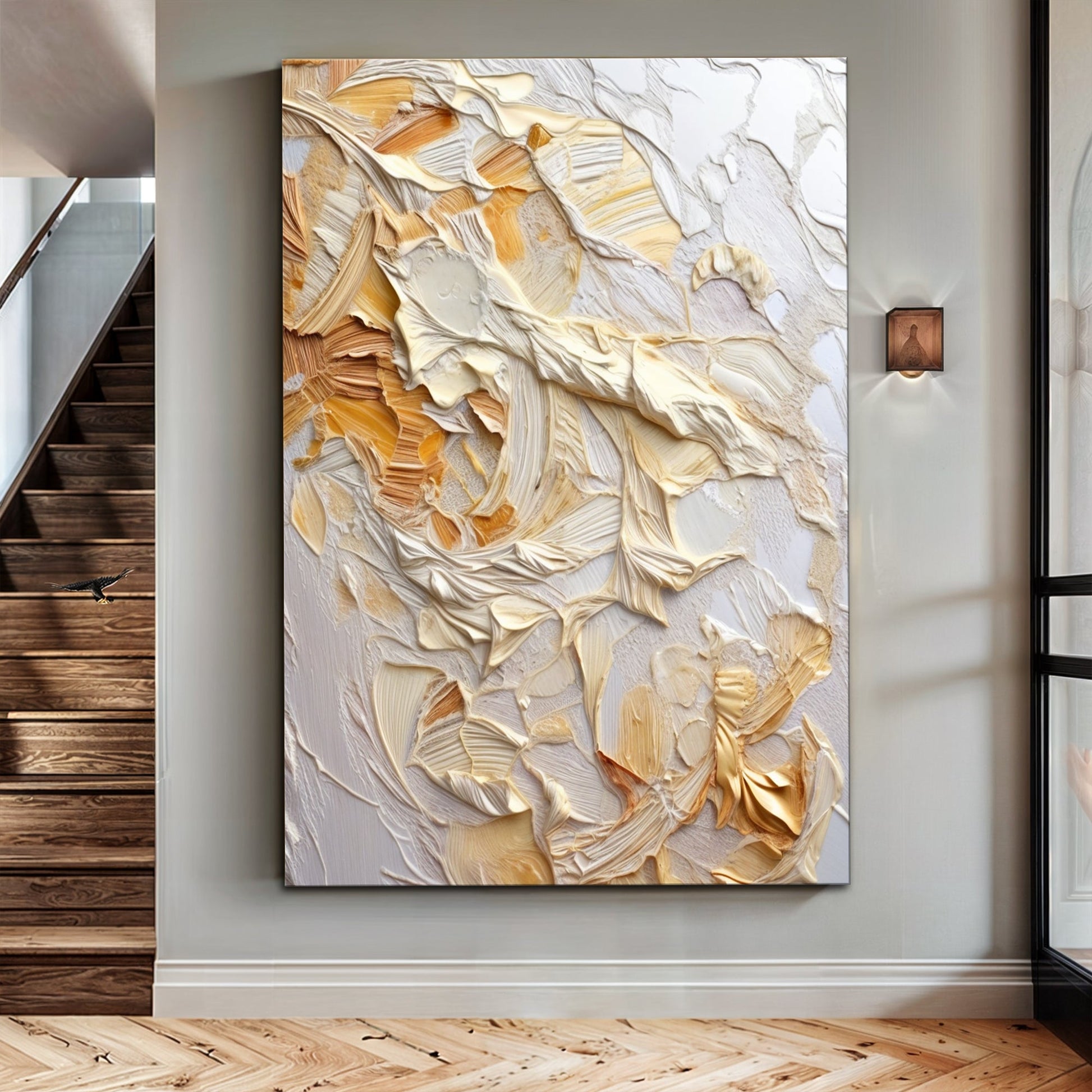 Minimalist wave abstract canvas wall art — coastal inspired flowing lines gallery wrapped