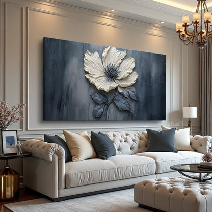Floral clay relief canvas wall art in warm earthy tones, ready to hang