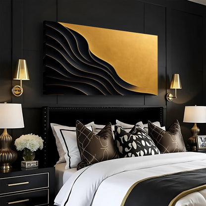 Black and Gold Minimalist Abstract Canvas Wall Art