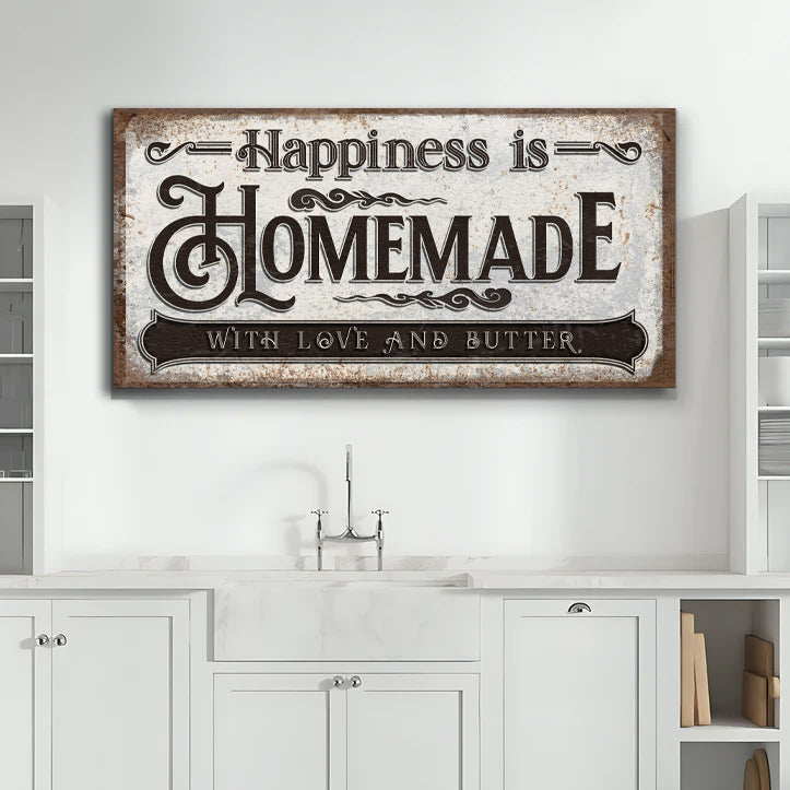 Happiness Is Homemade Kitchen Canvas Wall Art
