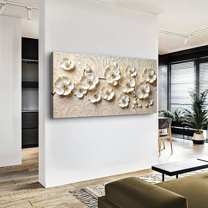 White Blossom Serenade Floral Canvas Wall Art