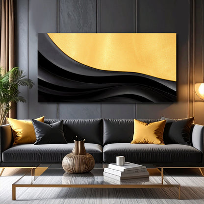 Black and Gold Minimalist Abstract Canvas Wall Art