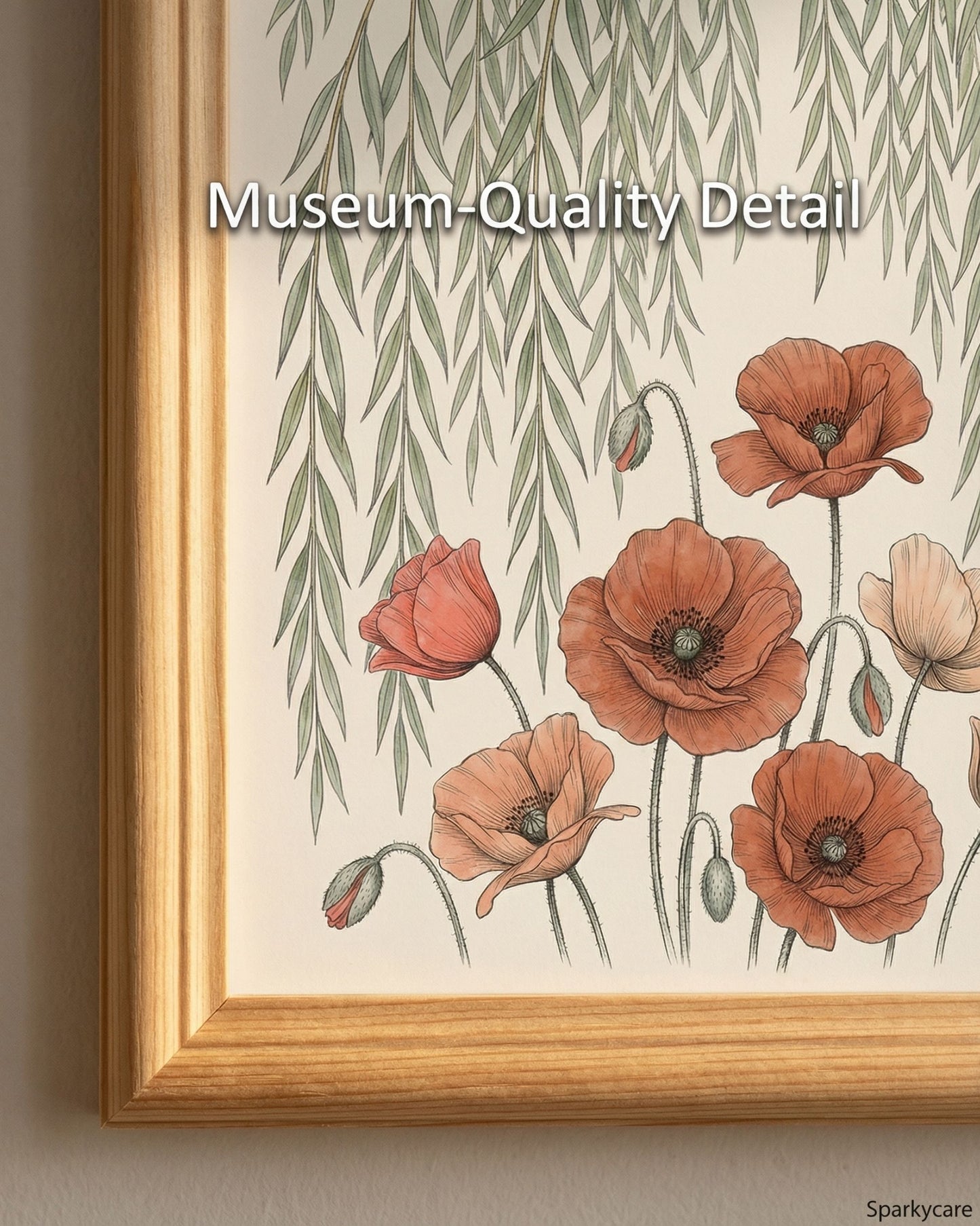 Willow Tree and Poppy Botanical 9th Anniversary Wall Art