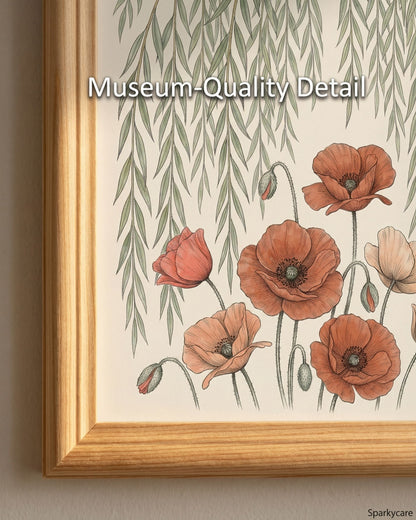 Willow Tree and Poppy Botanical 9th Anniversary Wall Art