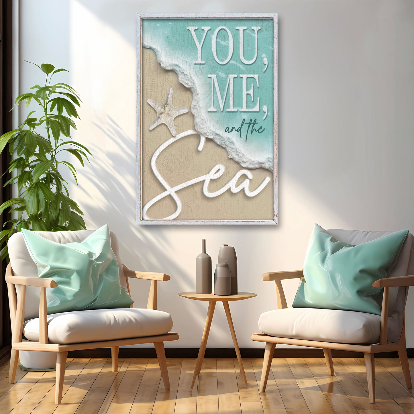 You Me and the Sea Shore Canvas Wall Art